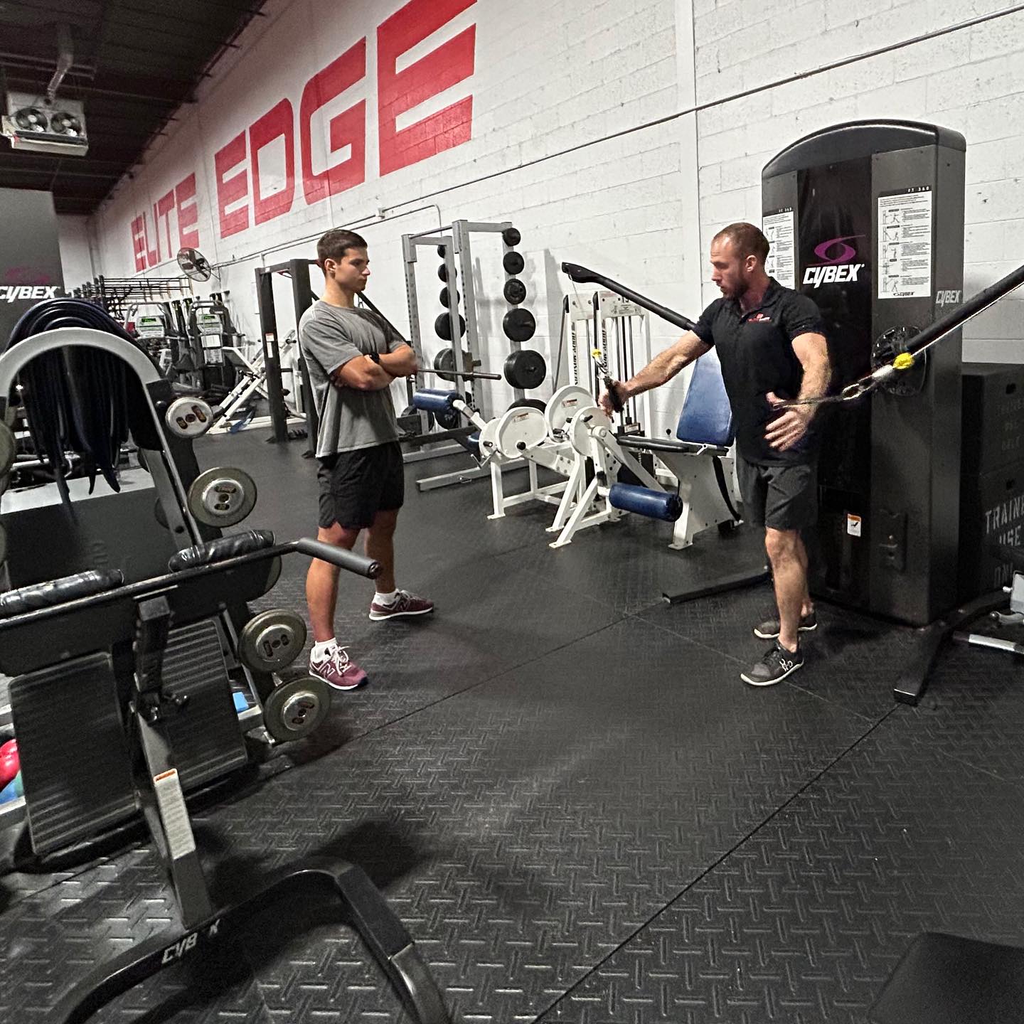 Personal training session for weight lifting at Elite Edge, Chamblee, Atlanta
